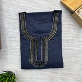 Neck Embroidery Plain Cotton Nighty, Free Size, Short Sleeve (54″-56″ length)